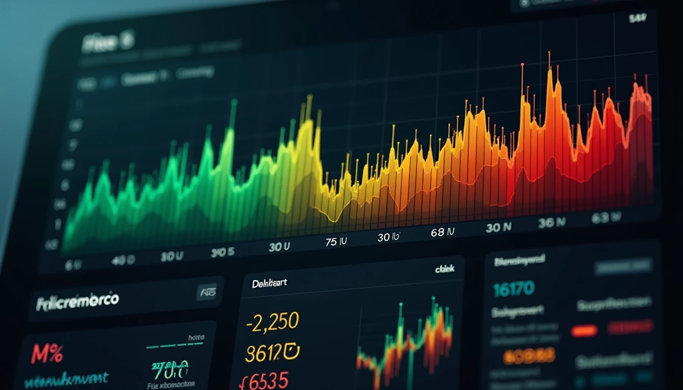 Risiko-Heatmap mit farbcodierten Zonen von Grün über Gelb zu Rot, Warnsymbole und Schutzschild-Grafiken, Dashboard-Stil mit verschiedenen Risikometriken und Schwellenwert-Indikatoren